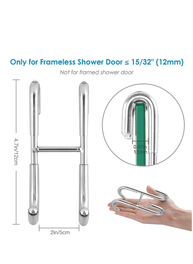 KASTWAVE خطافات باب الدش (3 قطع)، خطافات فوق الباب لحمام زجاجي بدون إطار، خطافات مناشف، خطافات مساحات الدش، فضي، خطافات رف من الفولاذ المقاوم للصدأ 304، بدون حفر - Image 3