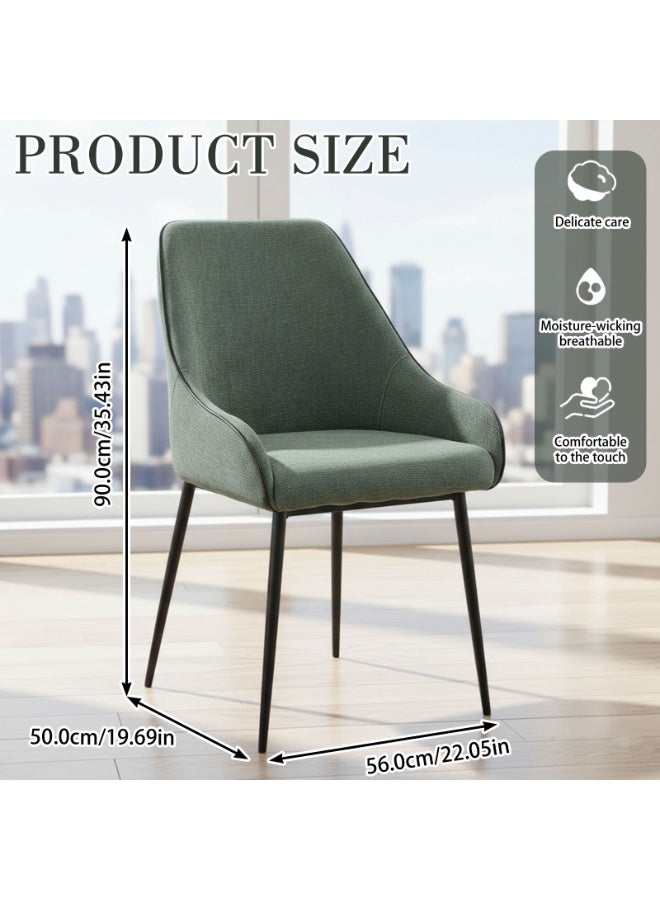 EqiEch Modern Stitched Accent Chair with Piping, Stain-Resistant Fabric Dining Chair with Sturdy Metal Legs for Kitchen, Living Room & Office (Green) - Image 5