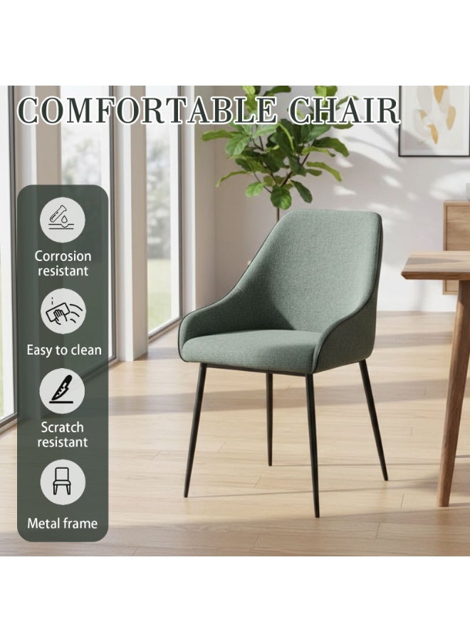 EqiEch Modern Stitched Accent Chair with Piping, Stain-Resistant Fabric Dining Chair with Sturdy Metal Legs for Kitchen, Living Room & Office (Green) - Image 2