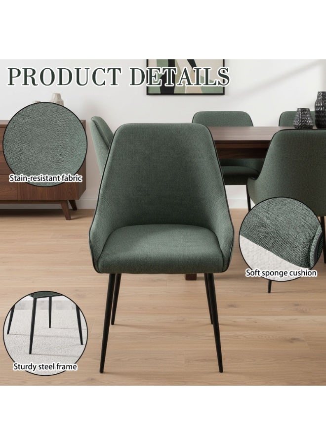 EqiEch Modern Stitched Accent Chair with Piping, Stain-Resistant Fabric Dining Chair with Sturdy Metal Legs for Kitchen, Living Room & Office (Green) - Image 4