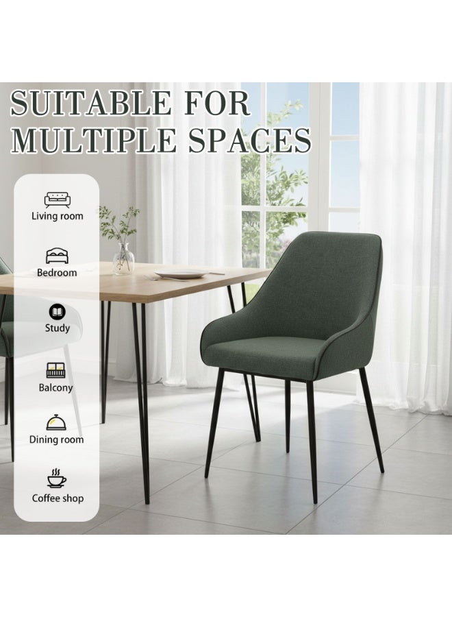 EqiEch Modern Stitched Accent Chair with Piping, Stain-Resistant Fabric Dining Chair with Sturdy Metal Legs for Kitchen, Living Room & Office (Green) - Image 3