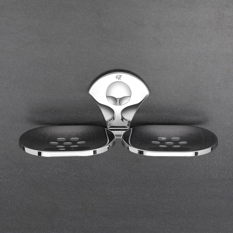 Raxon Innovation Stainless Steel Chrome Finish Square Double Soap Dish Holder for Bathroom Soap CaseSoap Stand for Kitchen Bathroom Accessories Pack of 1 Royal Double SOAPDISH - Image 1