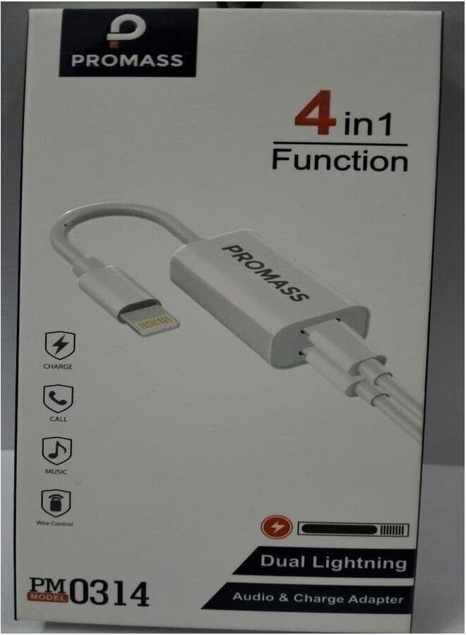 PROMASS Charger And Headphone Cable 4 In 1 Original For Iphone, White Color From Promas - Image 1