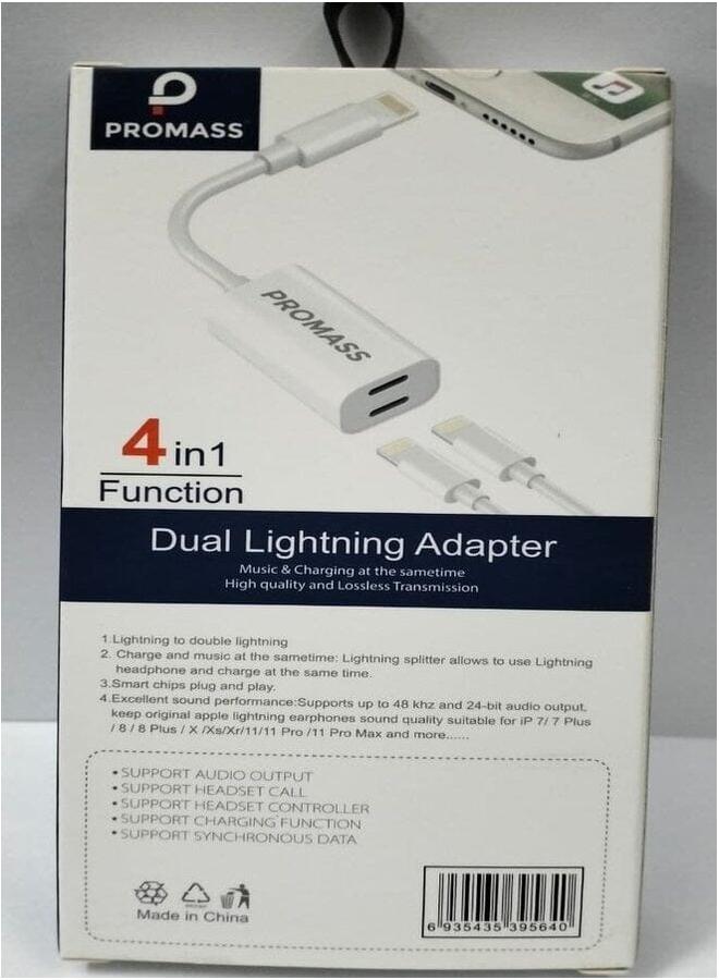PROMASS Charger And Headphone Cable 4 In 1 Original For Iphone, White Color From Promas - Image 3