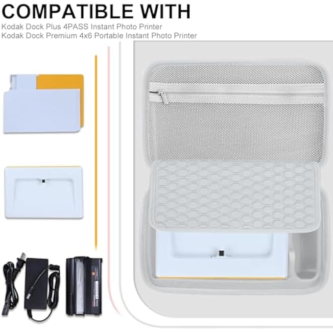 HARD CASE COMPATIBLE WITH KODAK DOCK PLUS 4PASS / KODAK DOCK PREMIUM 4X6 PORTABLE INSTANT PHOTO PRINTER,CASE ONLY (PINK) - Image 3