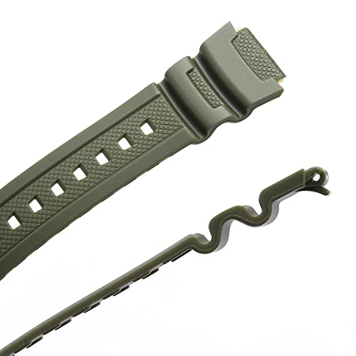 MCXGL Natural Resin Replacement Watch Band for AE-1200 SGW-300H MRW-200H W-735H Waterproof Sport Rubber strap(ArmyGreen) - Image 4