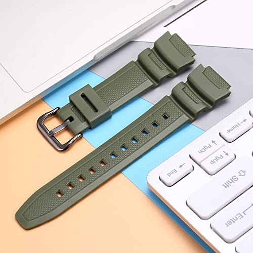 MCXGL Natural Resin Replacement Watch Band for AE-1200 SGW-300H MRW-200H W-735H Waterproof Sport Rubber strap(ArmyGreen) - Image 3