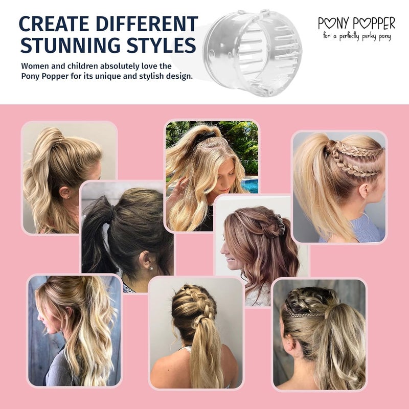 Pony Popper Mini Pony Popper Clip - High Ponytail Holder for Volume & Lift - Versatile for All Hair Types, Ponytail Tool for Thick & Long Hair - Easy-to-Use Hair Styling Accessories for Women, Clear Pony Popper - Image 5