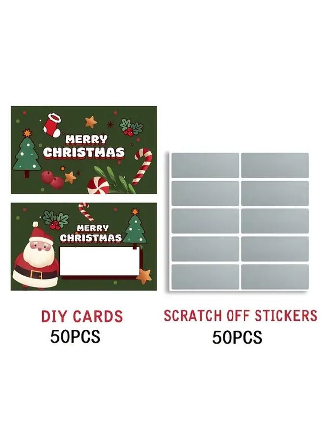 50 Pack Green Christmas Scratch Cards Personalized Holiday Party Favors - Image 3