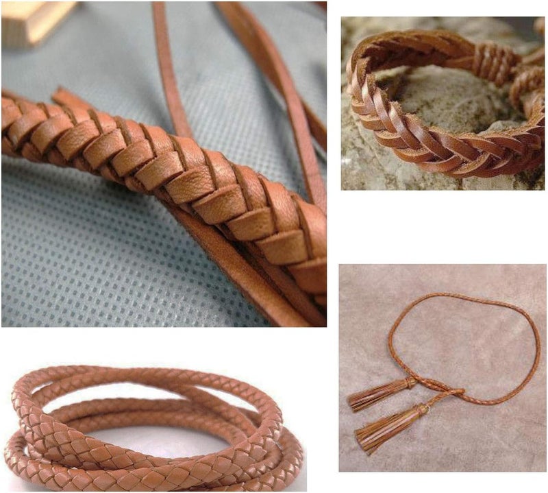 كلاراكو حبل جلد البقر المسطح من كلاركو بطول 4.6 متر، بعرض 3 مم، مصنوع من الجلد الطبيعي، يُستخدم في أعمال الفنون والحرف اليدوية وصناعة المجوهرات المصنوعة يدويًا - Image 4