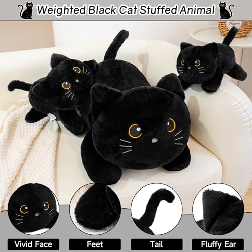 SQEQE Weighted Stuffed Animals Black Cat Weighted Black Cat Plush Plushies for Cozy Comfort Soft Black Cat Pillow Toy for Kids Adults Christmas Valentines Gift 236 Inch 38 Lbs - Image 5