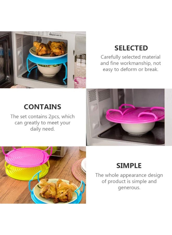 Culer English: CULER Multifunctional Double Layer Microwave Steam Tray Rack - Heat Resistant Food Plate Stacker and Cooling Rack for Home and Restaurant Kitchen - Durable Space-Saving Microwave Organizer - Image 3