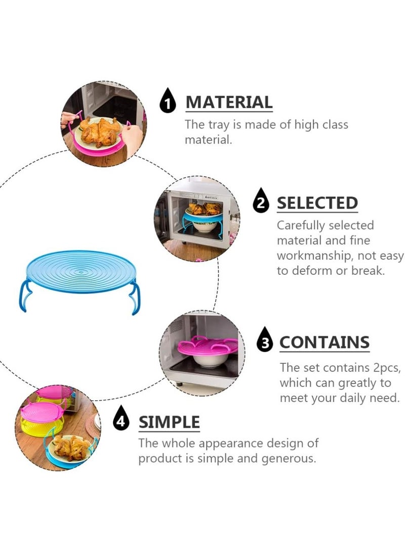 Culer English: CULER Multifunctional Double Layer Microwave Steam Tray Rack - Heat Resistant Food Plate Stacker and Cooling Rack for Home and Restaurant Kitchen - Durable Space-Saving Microwave Organizer - Image 5