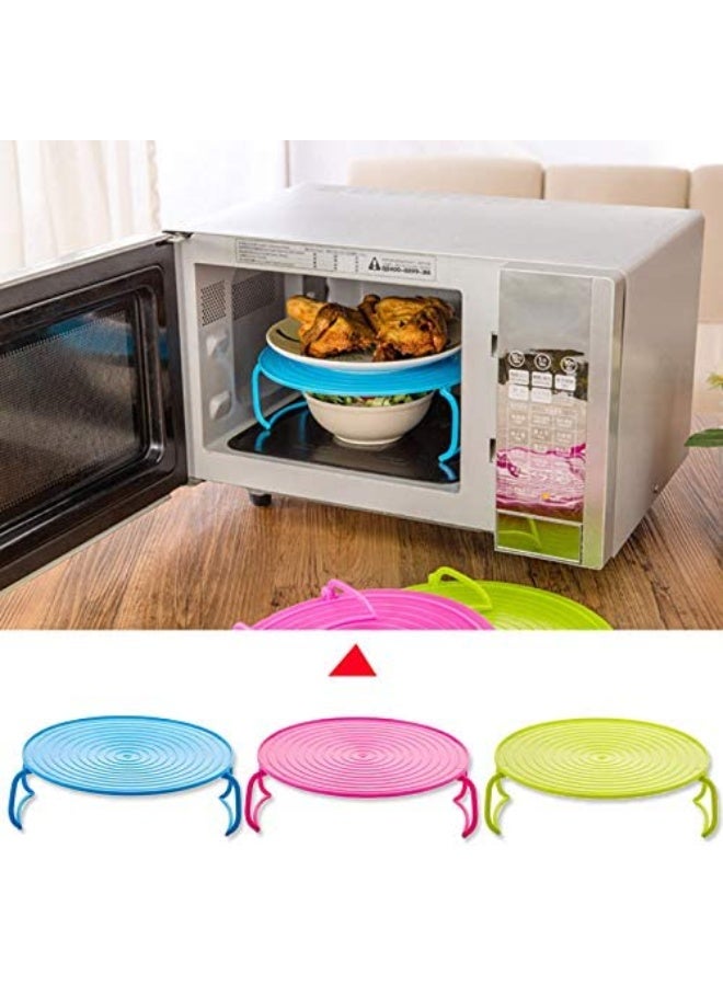 Culer English: CULER Multifunctional Double Layer Microwave Steam Tray Rack - Heat Resistant Food Plate Stacker and Cooling Rack for Home and Restaurant Kitchen - Durable Space-Saving Microwave Organizer - Image 1