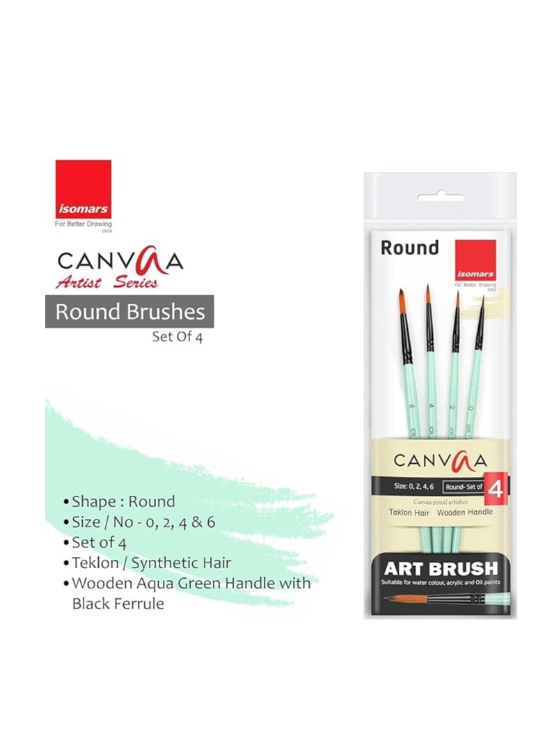Isomers Isomars CANVAA Paint Brushes - Round - Set of 4 Suitable for Acrylic Painting, Oil Paint, Mix Media & Watercolors - Image 2