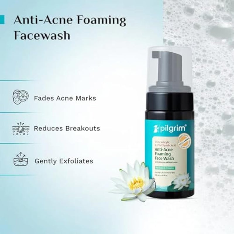 Pilgrim 1.5% Salicylic(BHA) & 2% Glycolic Acid(AHA) Foaming Face Wash for Oily & Acne-Prone Skin | Men & Women | Korean Skin Care Products | 120ml - Image 3