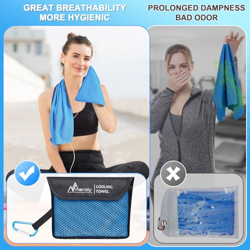 MENOLY 10 Pack Cooling Towels, 40"x12" Cooling Towels for Neck and Face with Breathable Carrying Bags,Soft Microfiber Instant Cooling Rags, Gym Workout Sweat Towel for Sports, Yoga, Camping, Running - Image 2