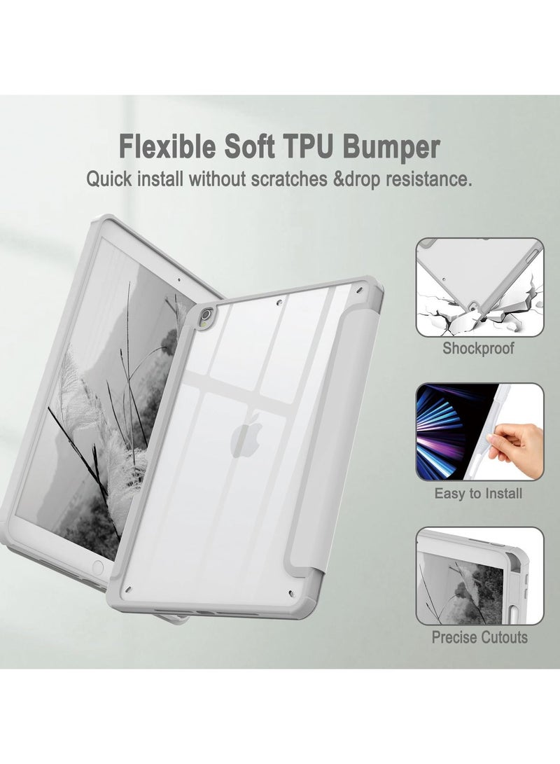 DUSALA Case for iPad Pro 10.5-Inch and iPad Air 3 (10.5-Inch 2019, 3rd Generation) with Pencil Holder, Slim Stand Protective Cover with Clear Transparent Back Shell for iPad Pro 10.5 inch Tablet, Support Auto Wake/Sleep, (Grey) - Image 5