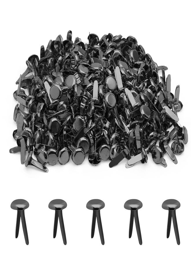 Rierdge Metal Paper Fasteners Split Pins Pastel, 8 x 12mm Black Mini Round Brads for Art Crafting Scrapbooking DIY Decoration, 300 Pcs - Image 1