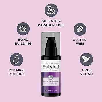 Jerome Russell BStyled Split End Balm Nourishing Strengthening Conditioner Balm to Reduce Split Ends Heat Protection Spray for Hair with Pomegranate Turmeric Vegan Hair Care 50ml - Image 2