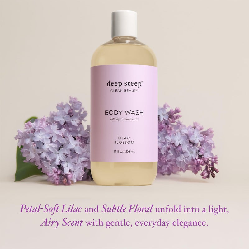 Deep Steep Body Wash, Lilac Blossom, 17 oz â€“ Hydrating Shower Gel with Hyaluronic Acid, Shea Butter, Aloe Vera & Argan Oil â€“ Vegan, Clean Beauty, Clean & Refreshed Skin - Image 4