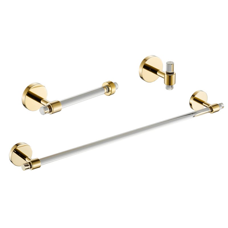 Bathroom Accessories Set Acrylic Gold  Towel Bar Rack Toilet Paper Holder Towel Hook  Wall Mounted Bathroom Hardware Set 3 Pieces SHUNLI