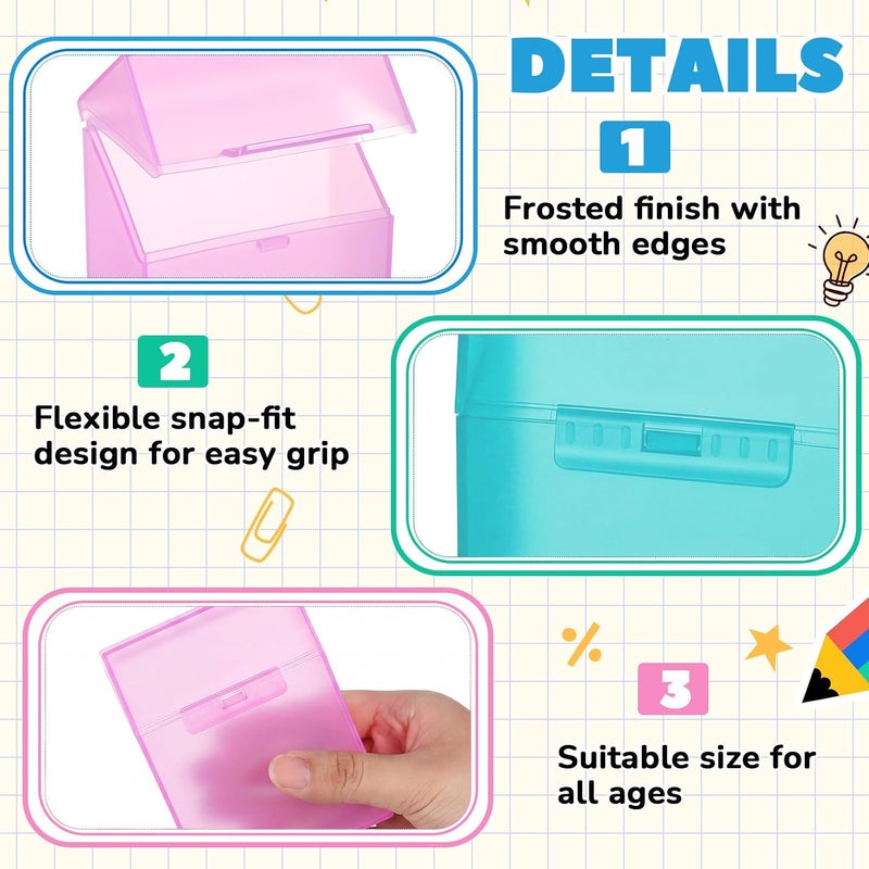 Clabby 4 Pcs Plastic Crayon Organizer Case for 24 Count Crayons Kids Art Supply Storage Box with Lid, Portable Holder for Classroom Home Travel, Fits Standard 24-Pack Crayon (Teal,Pink) - Image 3
