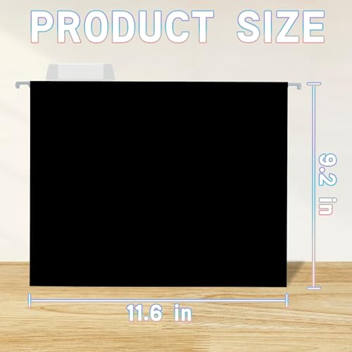 YNXPTBNC 25 Packs Hanging File Folders,Black Letter Size File Folder,Designed for Bulky Files,Filing Cabinet,1/5 Adjustable Tabs for Office,School,Home - Image 2