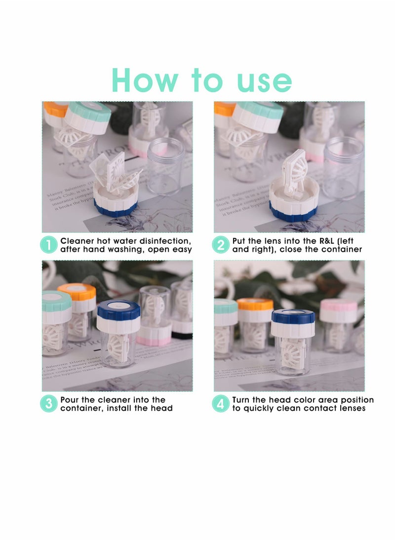 SYOSI 5 Pcs Manually Contact Lens Washer Cleaner Contact Lens Case Portable Rotation Contact Lens Cleaning Container for Everyday Use  - Image 5