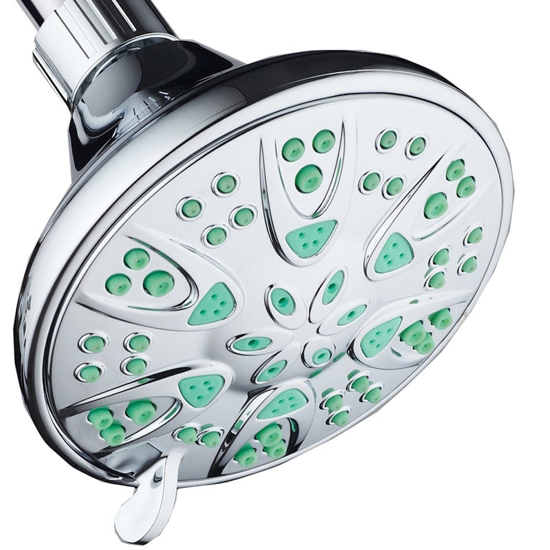 AquaDance Antimicrobial AntiClog HighPressure 6Setting Shower Head with Microban Nozzle Protection from Growth of Mold Mildew Bacteria for Stronger Shower 4 Coral Green