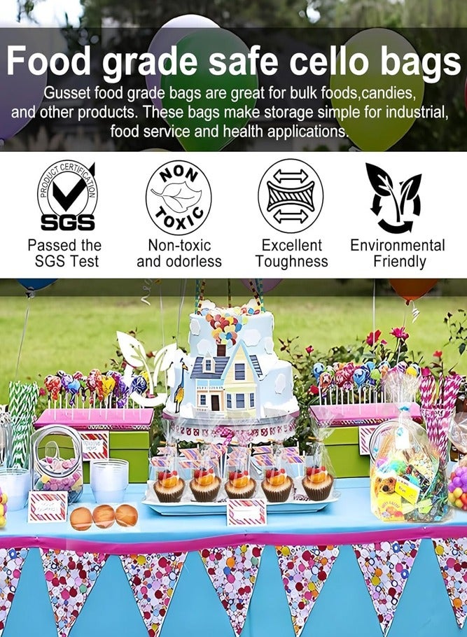 BELLSBERRY 100 كيس هدايا شفاف مع روابط ملتوية وأقواس - أكياس سيلوفان للحلويات، البسكويت أو هدايا الحفلات - Image 5