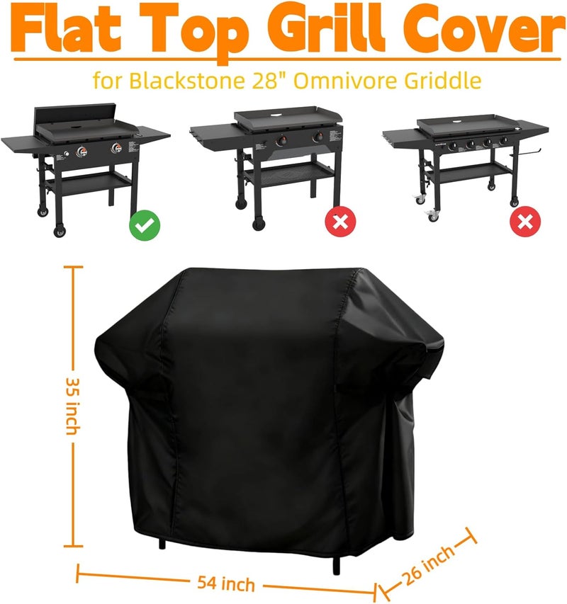 Guisong Heavy Duty Flat Top Grill Cover for Blackstone 28" Omnivore Griddle,54 inch Cover for 1883 Original Griddle with Hood, 2 Burner Grill Cover for Black Stone,54"x 26"x35" - Image 2
