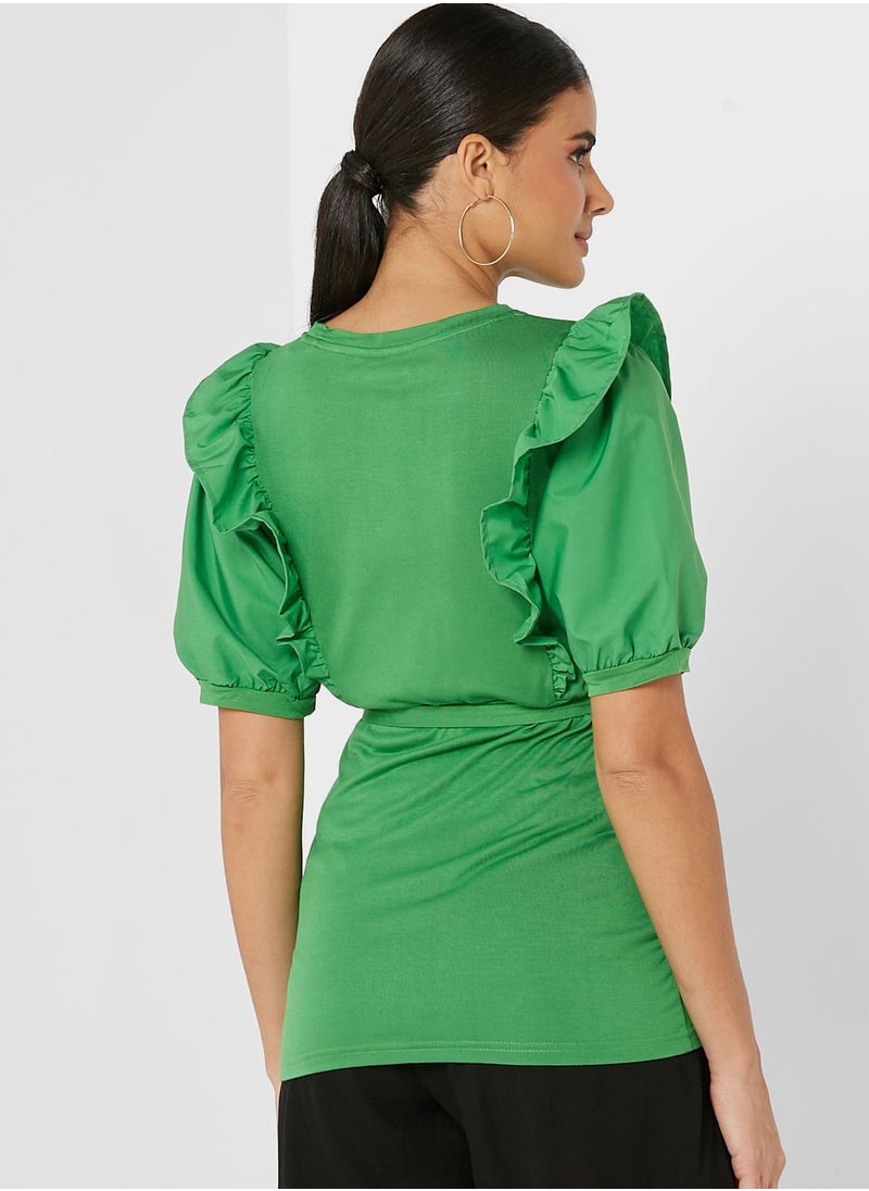 Mamalicious Waterfall Trim Tie Detail Top  - Image 2