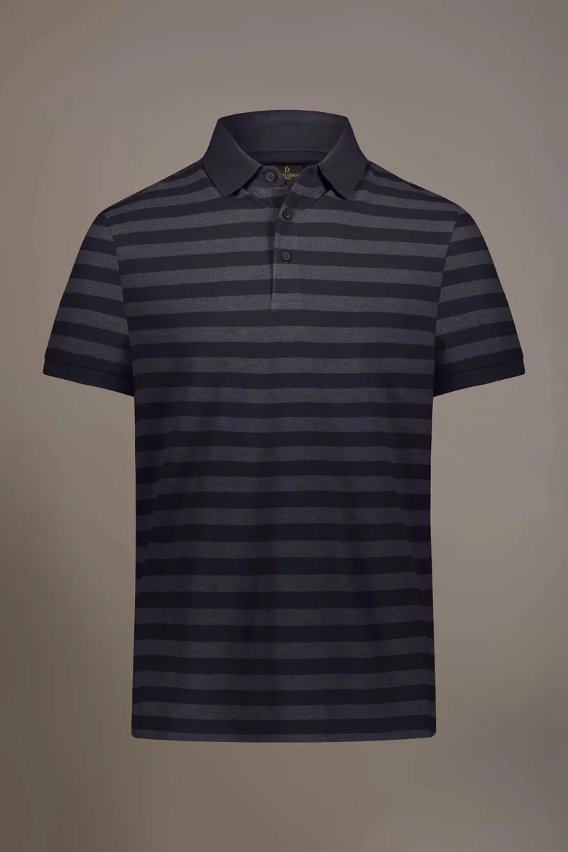 Doppelganger  Striped short sleeves melange polo - Blue for Men | Best Price UAE