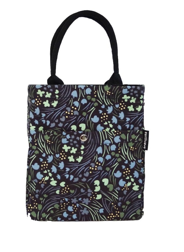 earthsave Earthsave Insulated Lunch Bag for Office Men, Women and Kids, Canvas Tiffin Bags for School, Picnic, Work, Carry Bag for Lunch Box Surfer Drawstring Lunch Bag (Crossways Blue) 