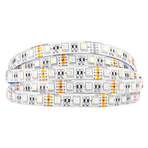 BTF-LIGHTING 5050 RGBW RGB+Warm White(2700K-3000K) 4 Colors in 1 LED Tape Light DC12V 5m 16.4ft 60LED/m Multi-Colored IP65 White 12mm PCB for Bedroom Kitchen Home Decoration(No Adapter or Controller) - Image 1