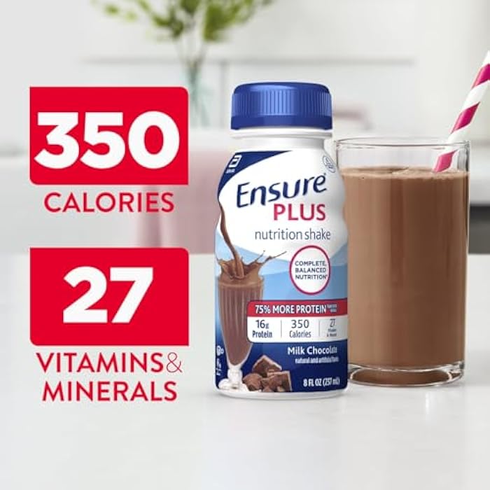 Ensure Plus Milk Chocolate Nutrition Shake | Meal Replacement Shake | Ready To Drink | 16g Protein and 27 Vitamins and Minerals | 8 fl oz - 6 Pack - Image 4