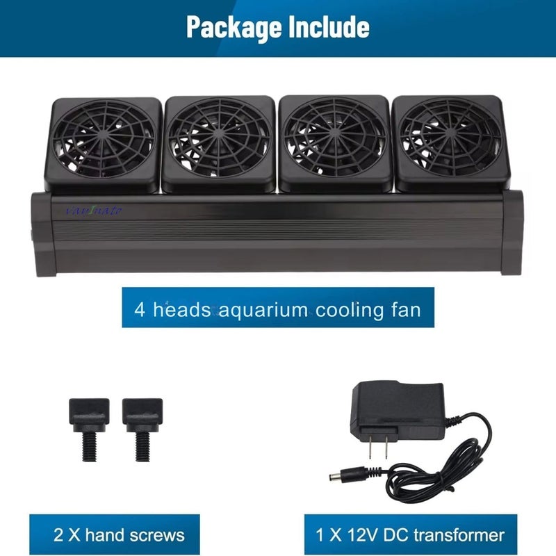 VAYINATO ® Four Head Fish Tank Cooling Fan System, 2 Wind Speed Adjustable Cooling Fan Fish Tank Cold Wind Chiller, Angle Adjustable Clip On Chiller (Black) by Petzlifeworld - Image 4