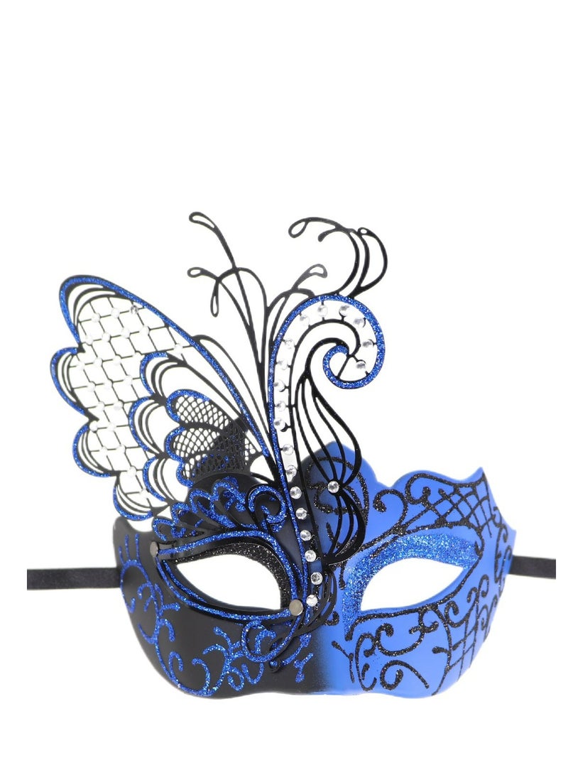 Male Venetian Mardi Gras Halloween Party Masks Evening Prom Mask Costume Accessory Masquerade Mask for Women(Blue) - Image 1