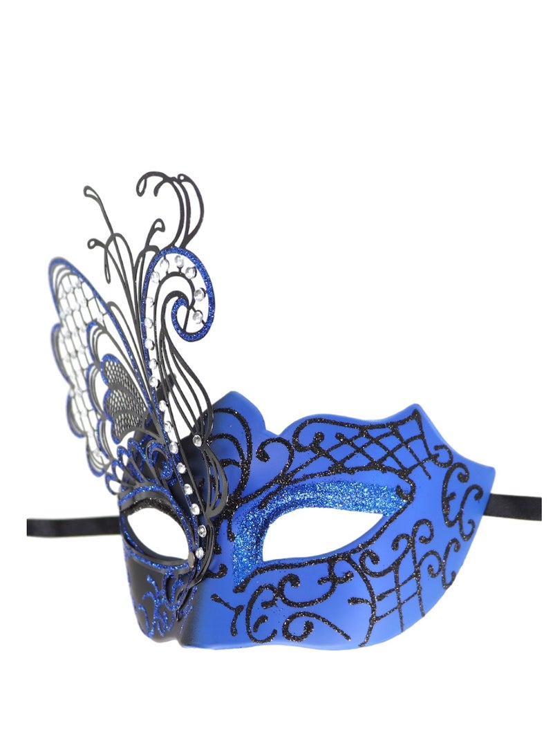 Male Venetian Mardi Gras Halloween Party Masks Evening Prom Mask Costume Accessory Masquerade Mask for Women(Blue) - Image 2