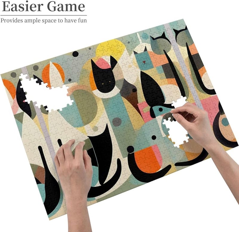 Phayah Mid Century Modern Cat Art Jigsaw Puzzle 500 Pieces 20 4 X 15 Inches Home Decor - Image 4