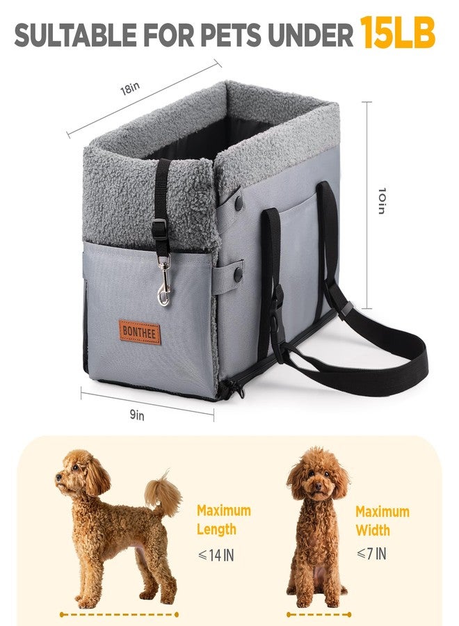 BONTHEE Console Dog Car Seat for Small Dogs,Small Dog Booster Seat for Car Washable Foldable Puppy Car Seat with Safe Protection Hooks Adjustable Straps and Storage Pocket Pet Up to 15lbs - Image 2