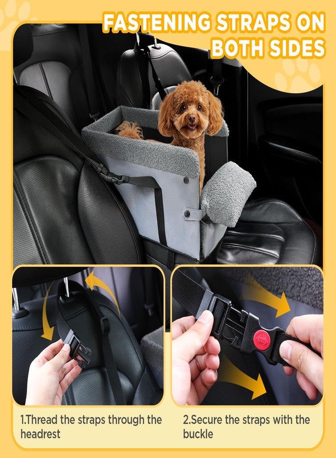 BONTHEE Console Dog Car Seat for Small Dogs,Small Dog Booster Seat for Car Washable Foldable Puppy Car Seat with Safe Protection Hooks Adjustable Straps and Storage Pocket Pet Up to 15lbs - Image 5