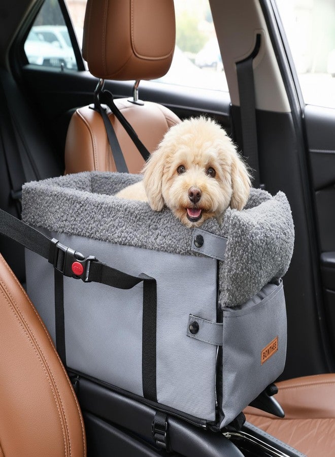 BONTHEE Console Dog Car Seat for Small Dogs,Small Dog Booster Seat for Car Washable Foldable Puppy Car Seat with Safe Protection Hooks Adjustable Straps and Storage Pocket Pet Up to 15lbs - Image 1