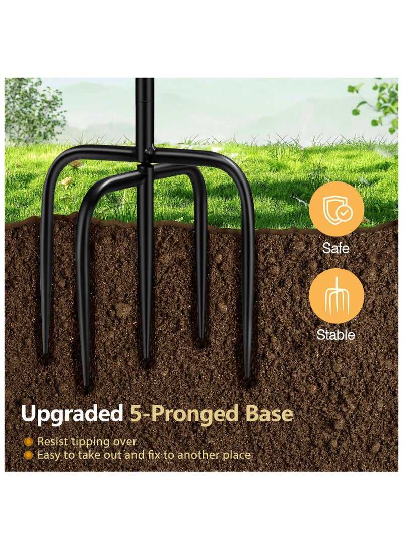 اكسيسن أوعية تغذية الطيور للخارج، حوض تغذية الطيور المعدني المزدوج، 42 بوصة أحواض تغذية الطيور القائمة بذاتها عتيقة الطراز للأماكن الخارجية لديكور الحديقة والفناء والحديقة، قاعدة مطورة ذات 5 شُعَب (برونزي عتيق) - Image 4