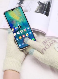 Generic Women girly strawberry mobile screen touch fingers winter wool gloves  - Image 1