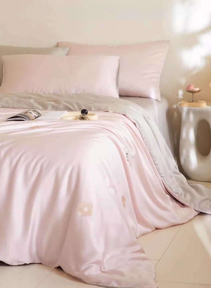 High end 60S Pro Lanjing Tencel Cartoon Embroidery Four piece Set Summer Ice Silk  Sleeping Bed Sheet Quilt Cover Bedding Suitable for 1.8m/2.0m Bed Sheet Four piece Set - Image 3