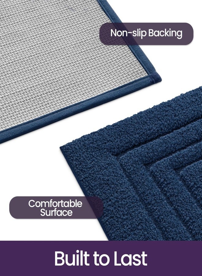 DEXI Bathroom Rug 24x16, Ultra Soft Absorbent Bath Mats for Bathroom, Shower Floor Bathmat Non Slip, Washable Bath Rugs Carpet for Tub, Sink, Navy - Image 4