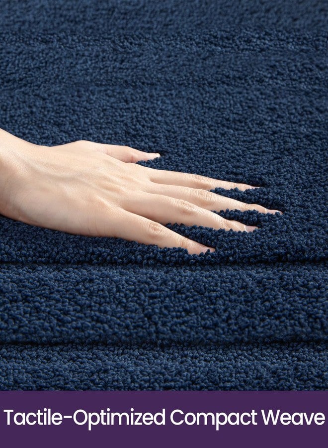 DEXI Bathroom Rug 24x16, Ultra Soft Absorbent Bath Mats for Bathroom, Shower Floor Bathmat Non Slip, Washable Bath Rugs Carpet for Tub, Sink, Navy - Image 3