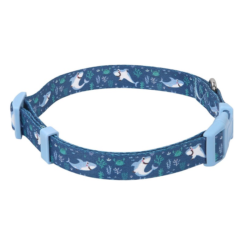 HDE Nylon Dog Collar Adjustable Soft Puppy Collars for Small Medium Large Dogs Sharks - M - Image 1